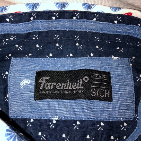 Fahrenheit All Over Citrus Polka Dot LS Button Up - Picture 4 of 6